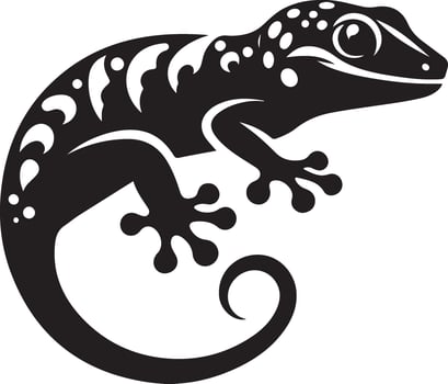 Tokay gekko silhouette on white background. Black hand drawn art of a gekko vector
