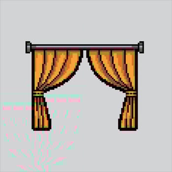 Pixel art illustration Curtain. Pixelated Curtain. Window Bedroom Curtain pixelated for the pixel art game and icon for website and game. old school retro. vector
