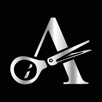 This luxurious and elegant initial A scissors logo is designed for barbershops and salons, retaining its beauty even when scaled down or used in black and white. vector