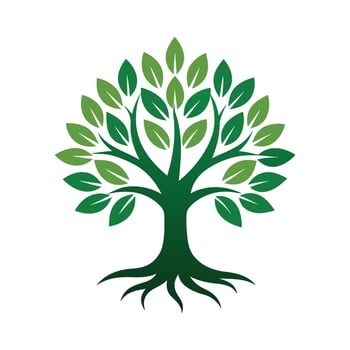 A tree with leaves and roots illustration, color logo, icon vector