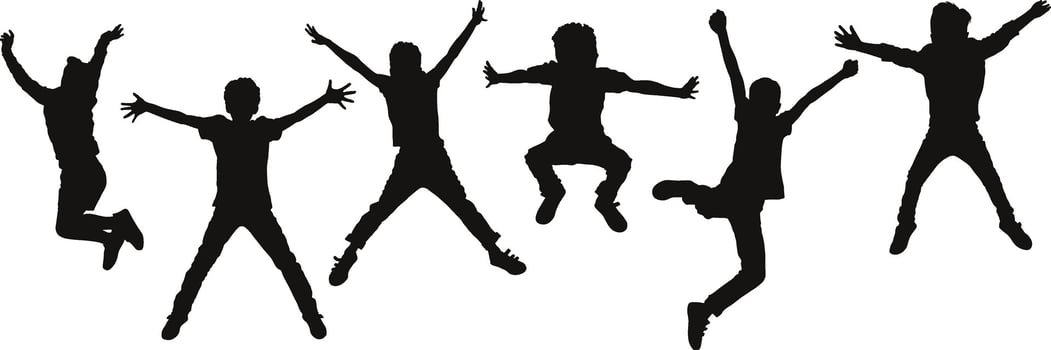 kids Silhouettes jumping and playing vector