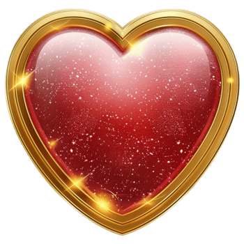 3d heart with golden frame png