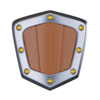 Medieval knight shield emblem armor metal symbol protection. 3D render png