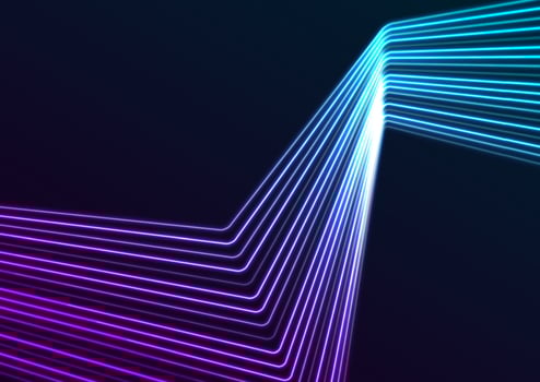 Blue ultraviolet neon curved lines abstract futuristic geometric background vector