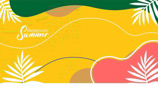 Summer background with tropical leaves. illustration in trendy flat style. vector