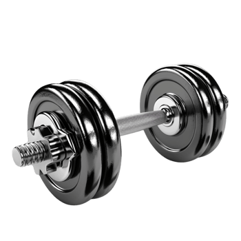Pair of Black and Silver Dumbbells with Knurled Bolt, on Transparent background AI-Generative png