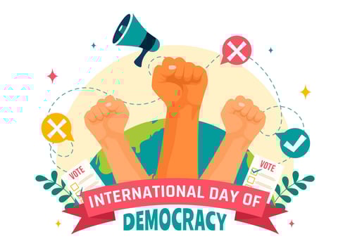 International Day of Democracy Vector Illustration on September 15 with Hands Holding Voting Papers for Resolution in a Flat Cartoon Style Background