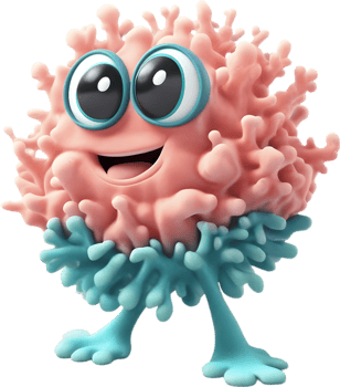Smiling Coral Reef Cartoon Clipart illustration. AI-generated. png