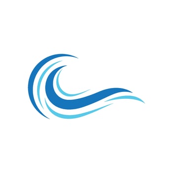 blue sea wave shape logo illustration vector