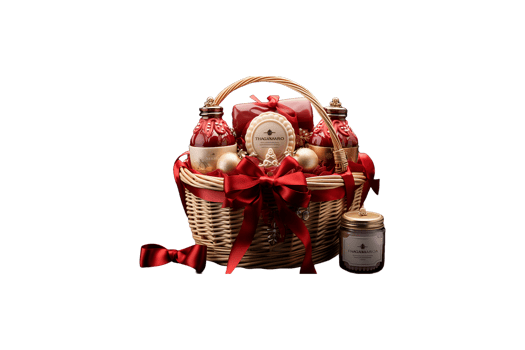 Christmas Gift Basket isolated on transparent background. png