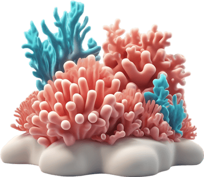 Smiling Coral Reef Cartoon Clipart illustration. AI-generated. png