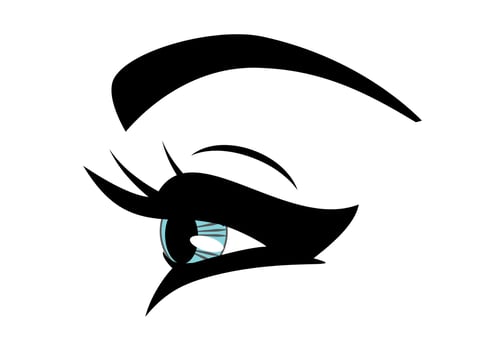 illustration of profile woman blue eye and eyebrow vector