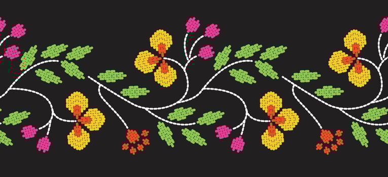 Motif ethnic border beautiful art. Ethnic leaf yellow floral background art. folk embroidery Peruvian, Moroccan, Turkey Uzbek style. pattern design hem skirt. Black background vector