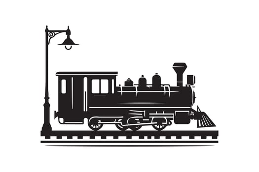 Retro tourist train Machine Logo Design silhouette vector