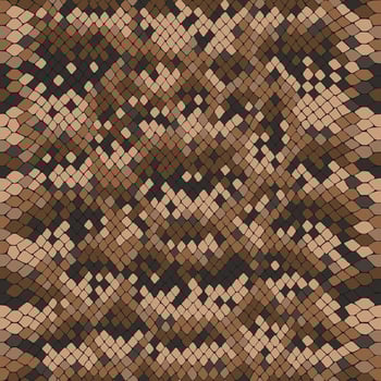 Snake skin, reptile camouflage pattern for fabric design. Animal print, seamless python texture. Abstract brown leather background vector