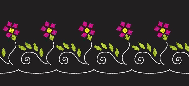 Motif ethnic pattern handmade border beautiful art. Ethnic leaf floral background art. folk embroidery Mexican, Peruvian, Indian, Asia, Turkey Uzbek style. Embroidery pattern design hem skirt. vector