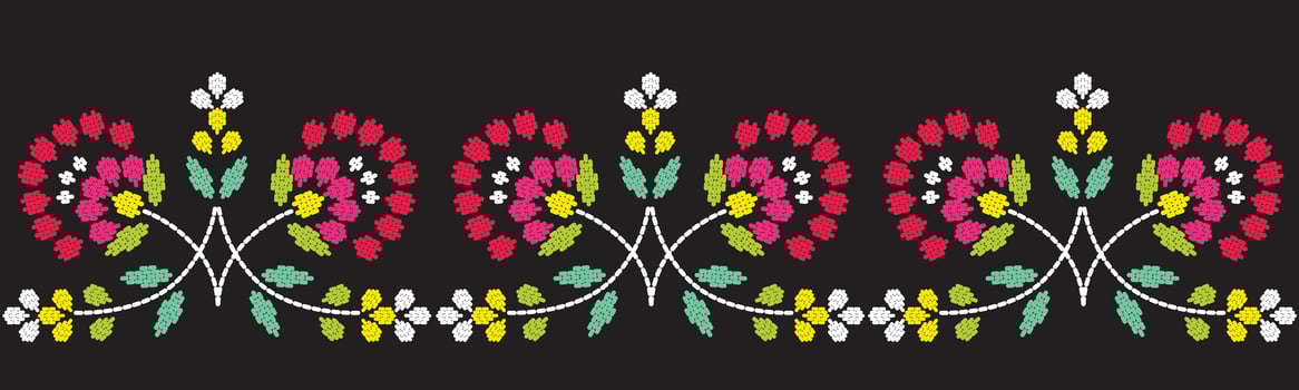 Motif ethnic pattern handmade border beautiful art. Ethnic leaf floral background art. folk embroidery Mexican, Peruvian, Indian, Asia, Turkey Uzbek style. Embroidery pattern design hem skirt. vector