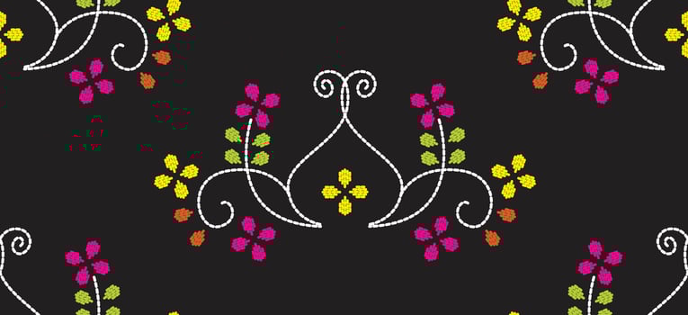 Motif ethnic pattern handmade border beautiful art. Ethnic leaf floral background art. folk embroidery Mexican, Peruvian, Indian, Asia, Turkey Uzbek style. Embroidery pattern design hem skirt. vector