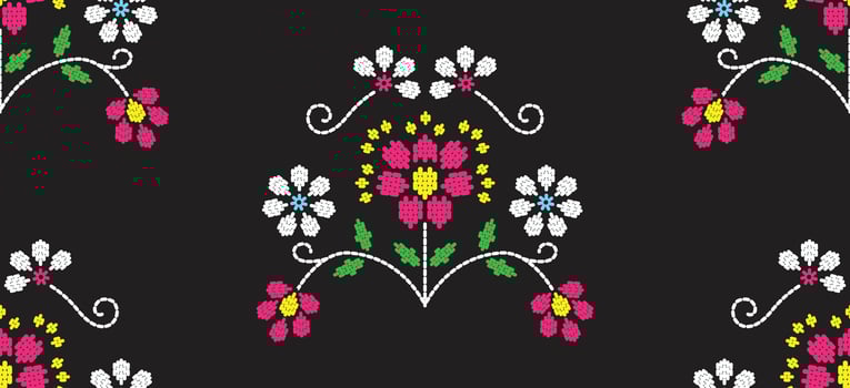 Motif ethnic pattern handmade border beautiful art. Ethnic leaf floral background art. folk embroidery Mexican, Peruvian, Indian, Asia, Turkey Uzbek style. Embroidery pattern design hem skirt. vector