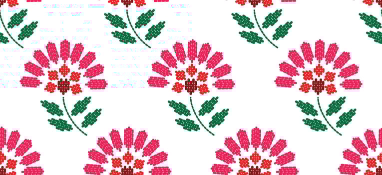 Beautiful Embroidery floral, leaves and branches, embellishing the neckline, decorate hem, skirt, adorning sleeves pink flower embroidery. beautiful border floral embroidery. Ethnic flower design. vector