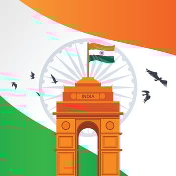 India gate and Indian flag with background vector