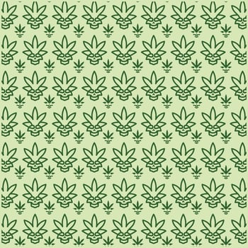 Skull Cannabis line modern flat design background with decorative abstract design, seamless pattern background illustration vector