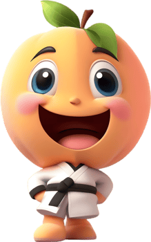 Adorable cartoon peach with a joyful, rosy-cheeked smile. AI-generated. png