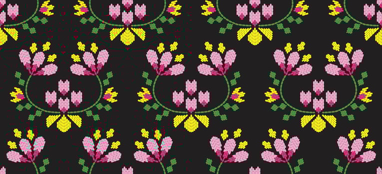 Motif ethnic pattern handmade border beautiful art. Ethnic leaf floral background art. folk embroidery Mexican, Peruvian, Indian, Asia, Turkey Uzbek style. Embroidery pattern design hem skirt. vector