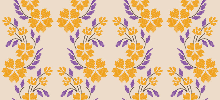 Beautiful Pattern Embroidery yellow floral, leaves and branches pattern design, hem, skirt, adorning sleeves flower embroidery. beautiful border floral embroidery. Ethnic yellow flower pattern. vector