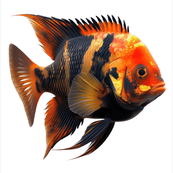 a yellow and black fish on a transparent background png