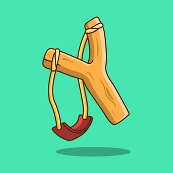 Wooden slingshot. Catapult. Illustration Cartoon Icon vector