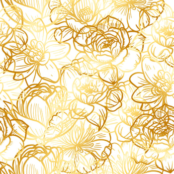 Golden sketch of a flower on a white background. vector