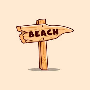Free Wooden Beach Sign. Cartoon Illustration Icon vector