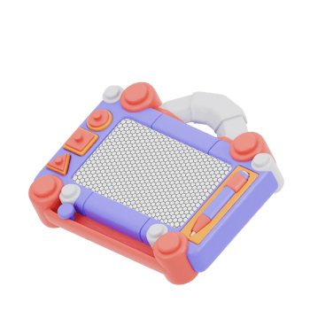 3D illustration of magnetic drawing board png