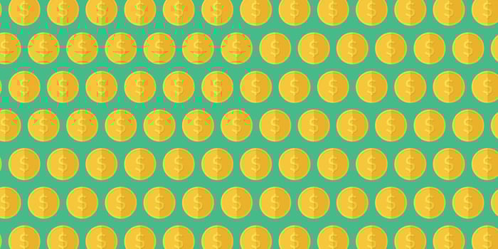 Dollar coins pattern, decorative wallpaper . vector