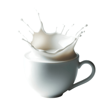 Milk splash in cup on transparent background png