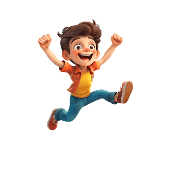 Cheerful young boy jumping in excitement. png