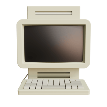 Vintage white Desktop PC with keyboard on transparent background. 3D rendering png