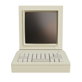 Vintage white Desktop PC with keyboard on transparent background. 3D rendering png