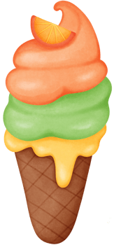 Illustration of Orange fruit ice cream hand drawn watercolor style png