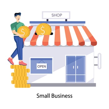 WebPerson investing in small business, flat illustration vector