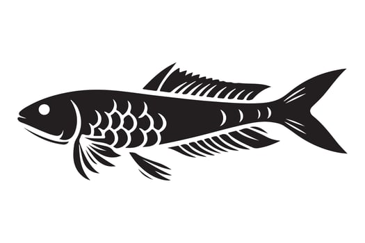 Fisheries Logo Symbol Fish Icon in Black Silhouette vector
