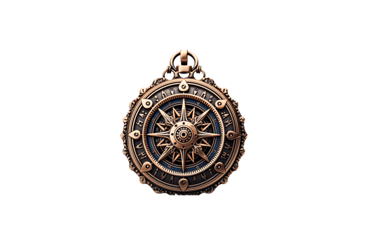 Compass Keychain isolated on transparent background. png