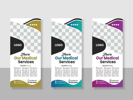 Medical Roll-Up Or Dl Flyer And Rack Card Design Template For Your Business. vector