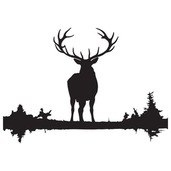 large male bull elk bugling silhouette white background vector