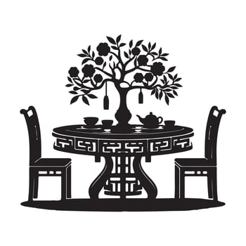 Dining table silhouette white background vector