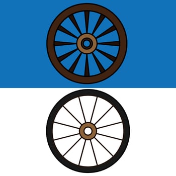 Wheel Art illustration in White Background. Cow Car Wheel Art. Cow Car Wheel Line drawing. Car Steering Art. Round Shape. Rounded. Wheel Silhouette. vector