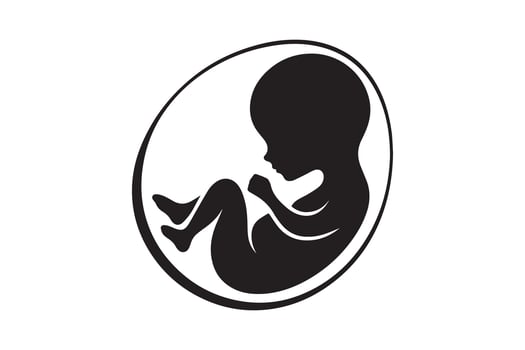 human embryo prenatal human child with placenta silhouette vector