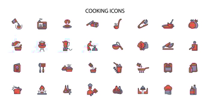 Cooking icon set..Editable stroke.linear style sign for use web design,logo.Symbol illustration. vector
