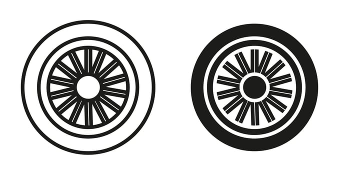 car hubcap simple symbol icon. car hubcap set in a editable stroke. vector